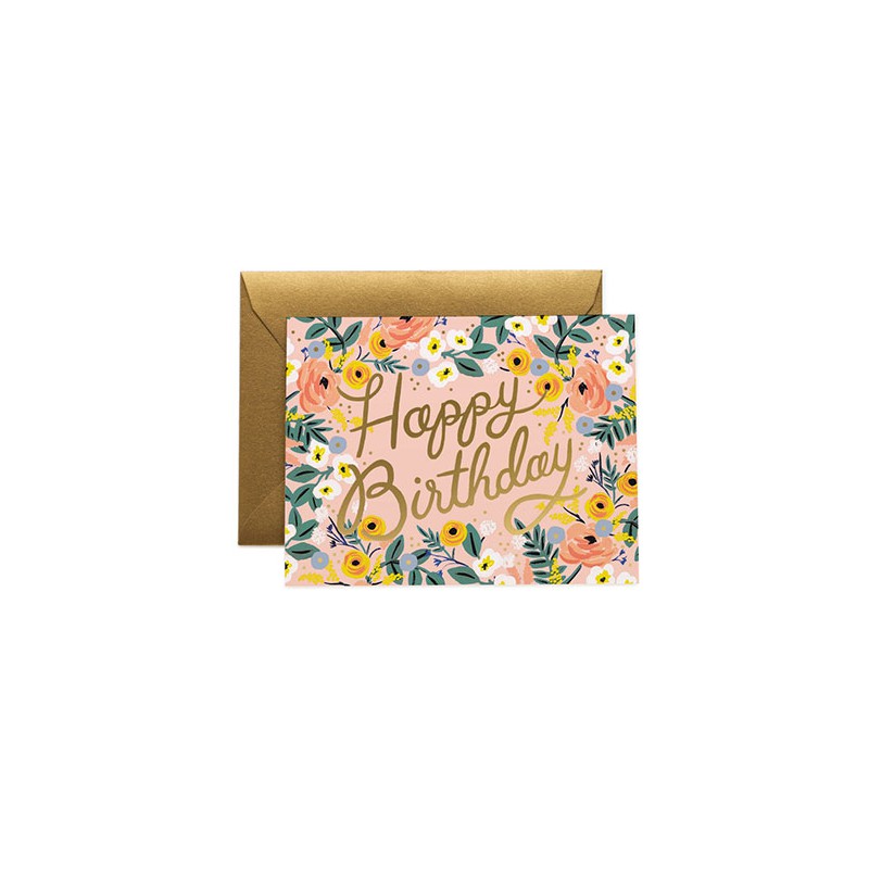  Carte  postale Happy  birthday  rose La boutique de Louise