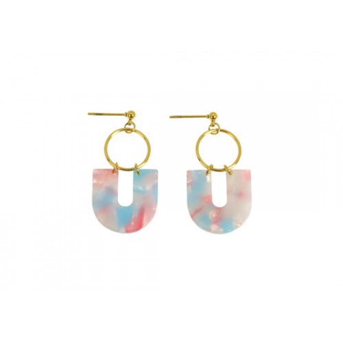 Boucles d'oreilles Elise - rose et bleu