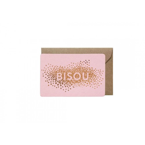 Mini carte Confettis Bisou rose