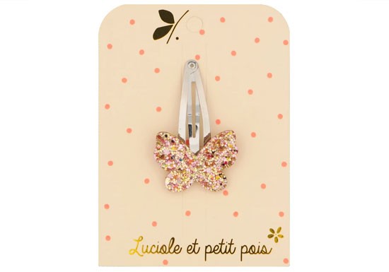 Barrette papillon rose