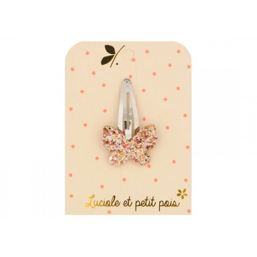 Barrette papillon rose