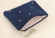 Pochette velours cotelé - Etoiles et lune, marine