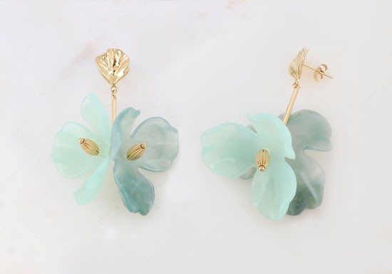 Boucles d'oreilles Anémone Long - Vert