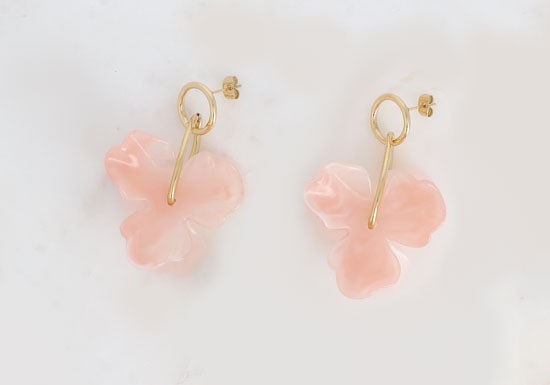 Boucles d'oreilles Anémone - rose