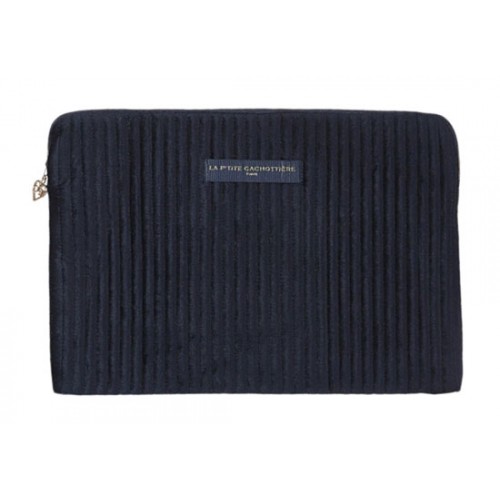 Pochette ordinateur 13'' velours bleu navy