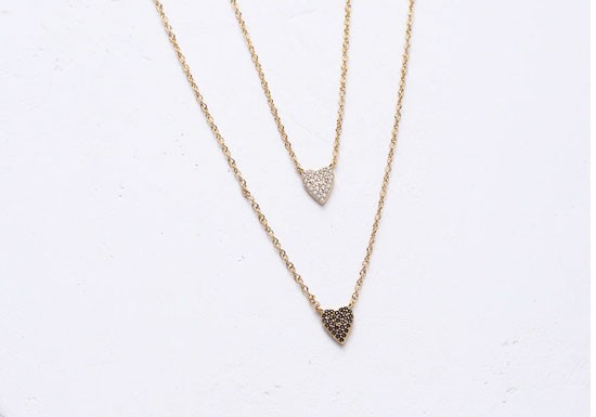 Collier Crystal Heart (noir ou blanc)