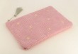 Pochette velours cotelé - Etoiles et lune, rose